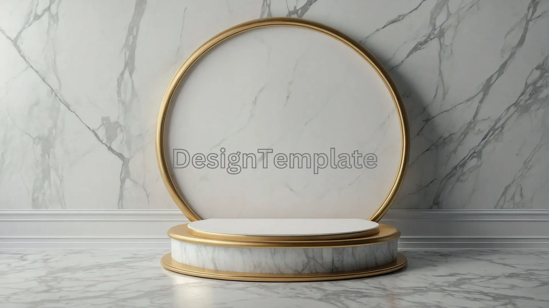 Round Mirror Frame Against Detailed Marble Texture